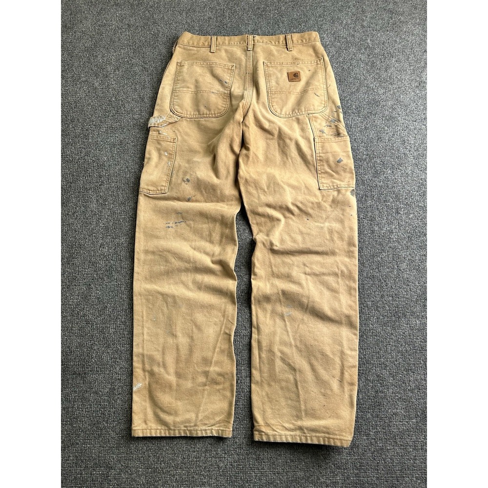 Men's Carhartt B11 Duck Canvas Carpenter Work Pants Paint Stains, Size 32x32